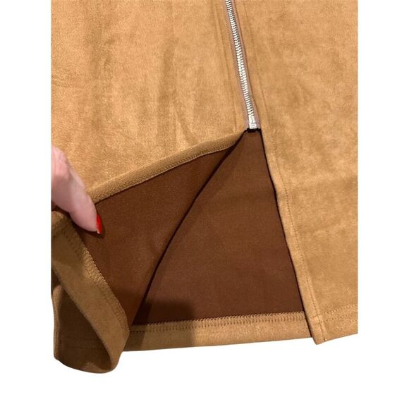HYFVE Women's Suede Midi Pencil Skirt Pecan Brown Size S Casual - Picture 2 of 4